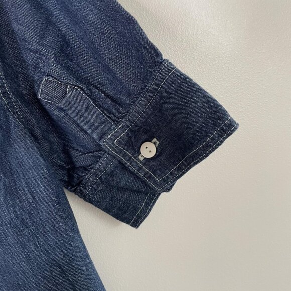 AMO Shirt Dress Womens Small Blue Denim Jean Button Short Sleeve USA Pockets - Picture 7 of 10